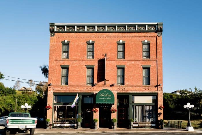 Front view of the Bishop Hotel in Port Townsend.